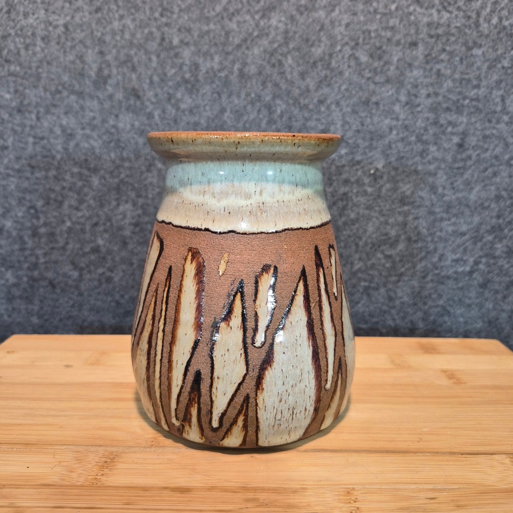 Handmade Studio Stoneware Ceramic Vase Pottery Boho Rustic Glazed Cottage
